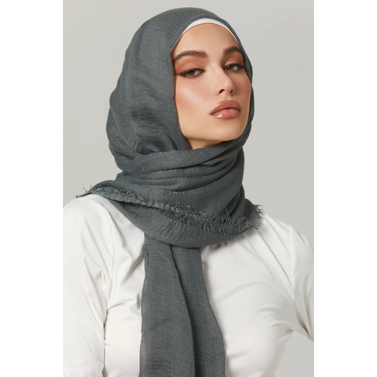 Crimps Hijab -Dark grey