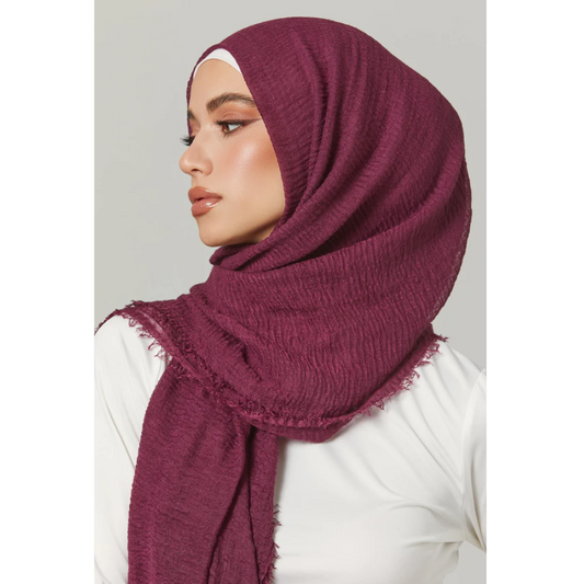 Crimps Hijab -Burgundy