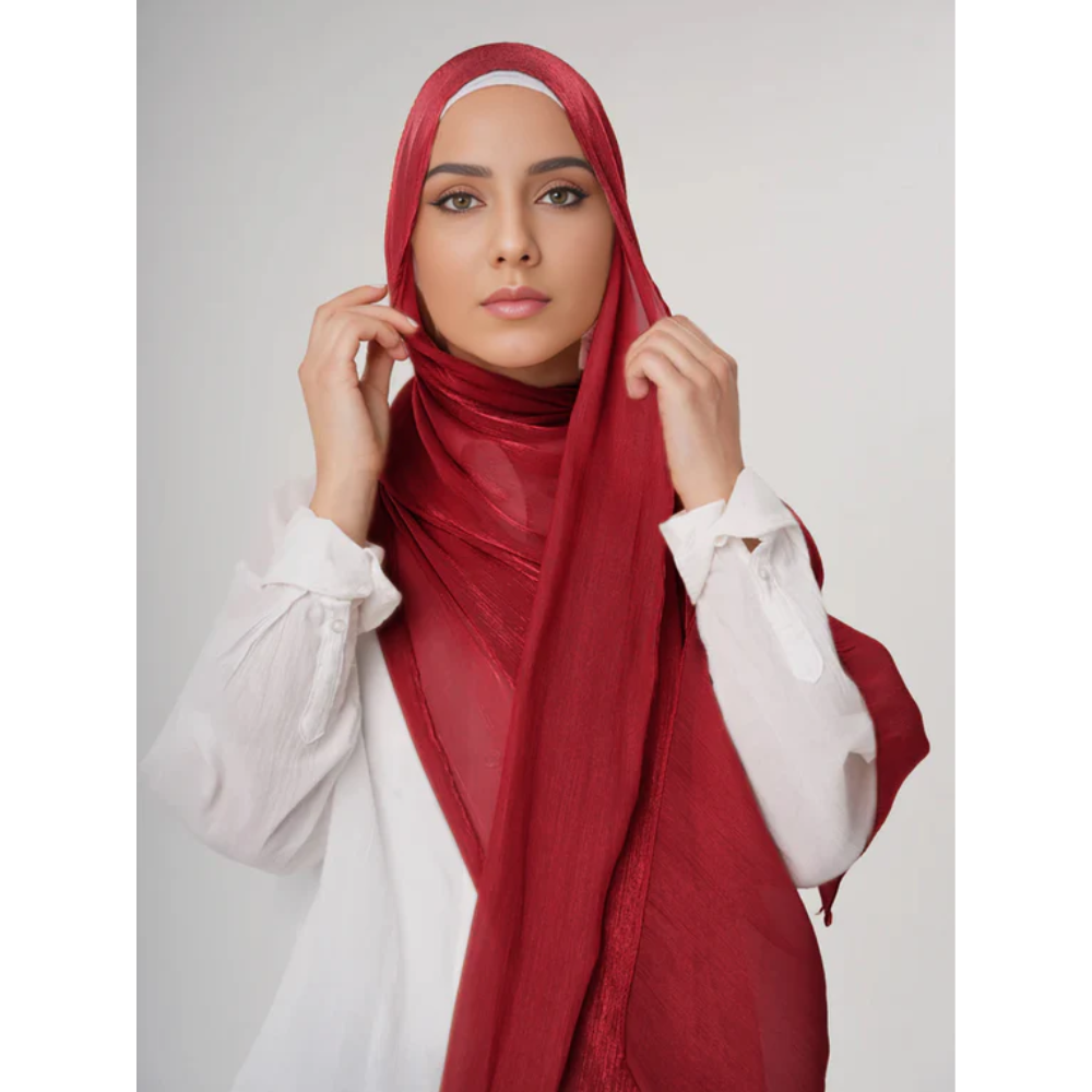 Organza Silk Hijab - Maroon
