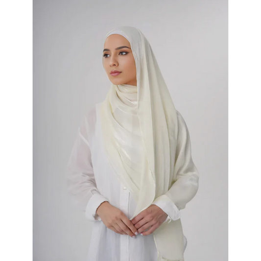 Organza Silk Hijab - Creamy gold