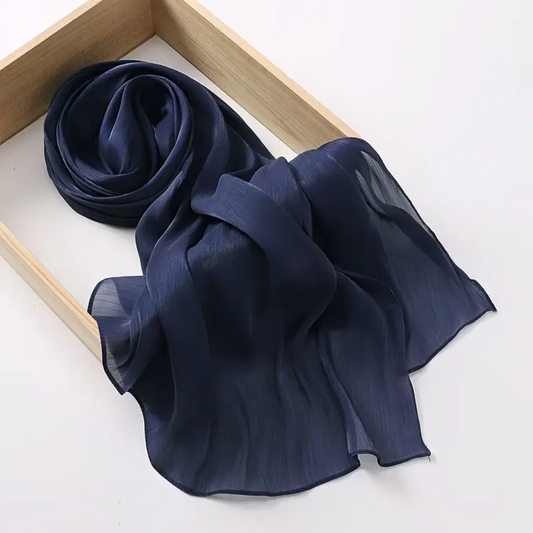 Organza Silk Hijab - Navyblue