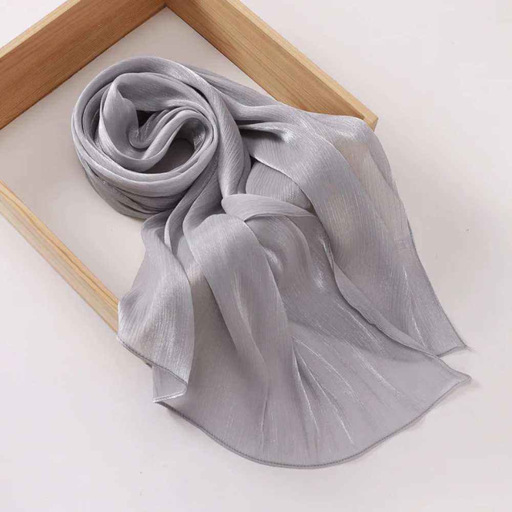 Organza Silk Hijab -Silver
