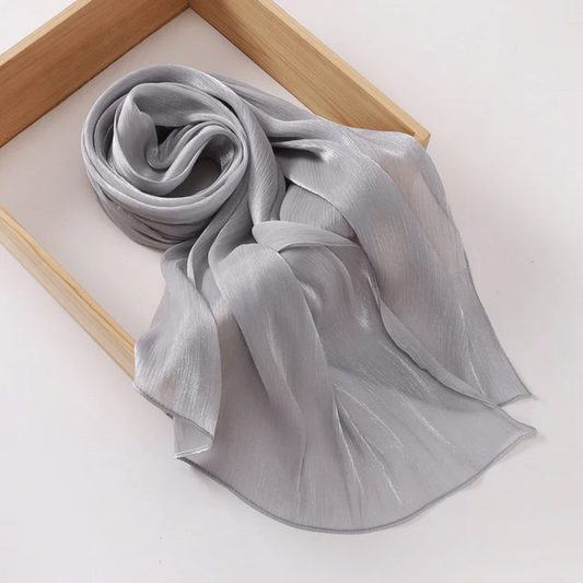 Organza Silk Hijab -Silver