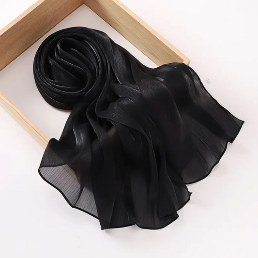 Organza Silk Hijab - Black